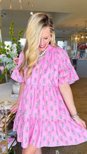 Pink Floral Print Mini Tiered Dress