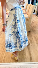 Blue Multi Floral Printed Midi Skirt