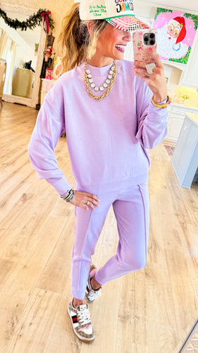 Lilac Mockneck Pullover Pant Set