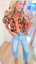 Brown Floral Puff Sleeve Top