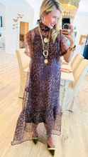 Animal Print Ruffle Hem Midi Dress