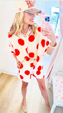 Ecru and Red Polka Dot Short Set