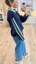 Navy Solid Contrast Detail Sweatshirt