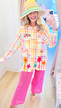 Deal of the Day Pink Multi Gingham Embroidered Button Up