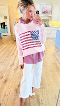 Pink American Flag Distressed Sweater