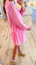 Bubble Gum Pink Eyelet Long Sleeve Dress