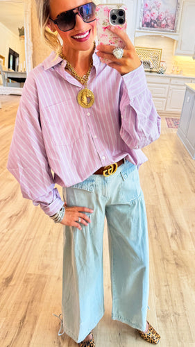 Dusty Lavender Stripe Oversize Top