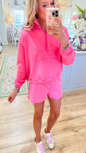 Neon Pink Quarter Zip Short Set