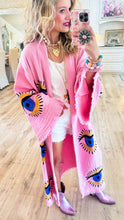 Baby Pink Gold & Blue Eye Detailed Kaftan Robe