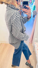 Black Gingham Oversized Button Up Top