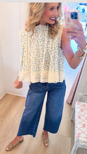 Risen Medium Denim Wide Leg Cropped Jeans