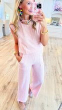 Pink and White Striped Pant Set