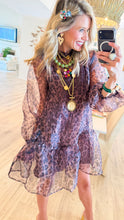Leopard Sheer Ruffle Mini Dress