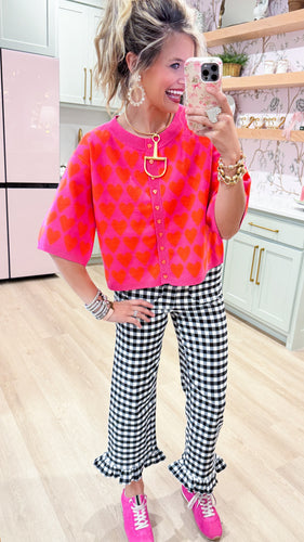 Hot Pink and Orange Heart Felt Sweater