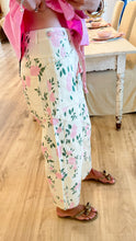 Beige Pink Floral Barrel Jeans