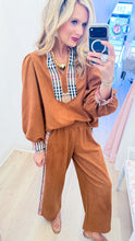 Camel Suede Contrast Stripe Set