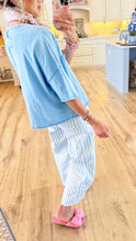 Light Blue Raw Hem Cropped Top