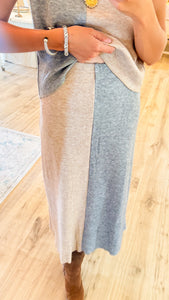 Taupe and Grey Colorblock Skirt Set