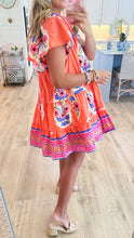 Coral Boho Print Mini Dress