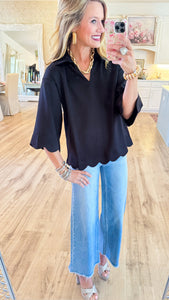 Black Scallop Edge Detail Solid Top