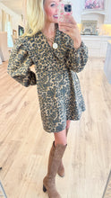 Leopard Oversized Collar Puff Sleeve Dress