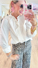 Off White Eyelet Lace Button Up Top