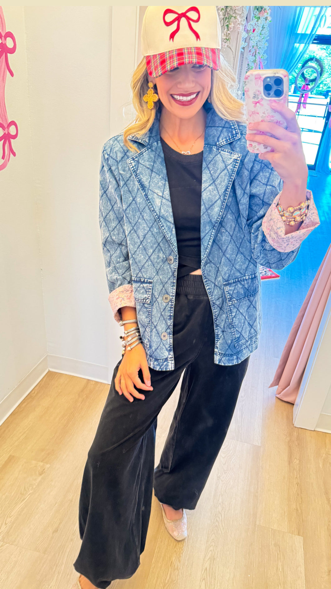 Denim Snow Washed Quilted Jacket