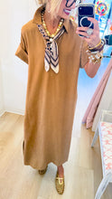 Camel Short Sleeve Midi Dress