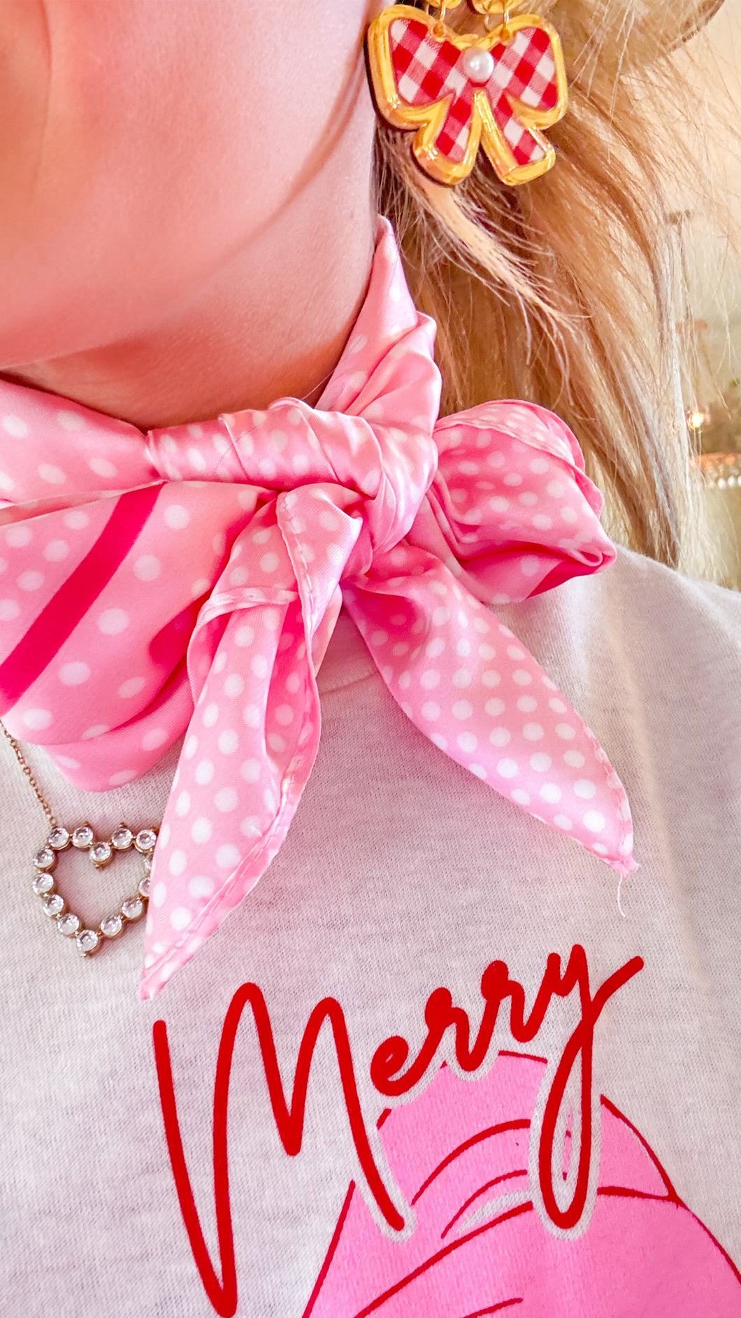 Pink Polka Dot Scarf