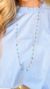 Multi Stone Heart Necklace/glass chain