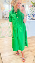 Green Short Sleeve Midi Dress