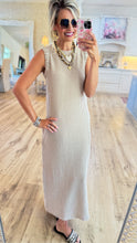 Khaki and Cream Stripe Sleeveless Dress