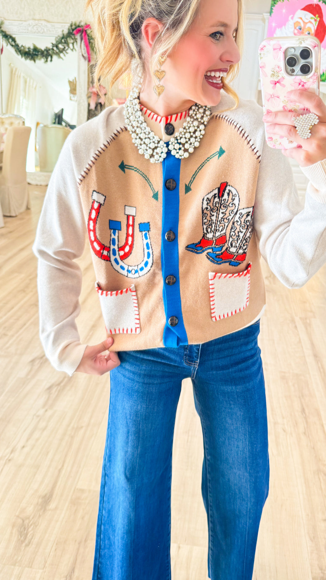 THML Cream Western Embroidery Detail Cardigan