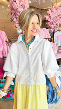 Off White Puff Sleeve Button Up Top