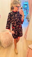 Black Leopard Mockneck Dress