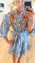 Uncle Frank Blue Floral Embroidered Dress