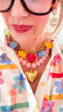 Pink Beaded Gold Heart Necklace