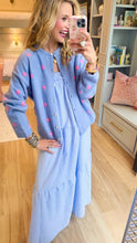 Light Blue and Pink Polka Dot Cardigan