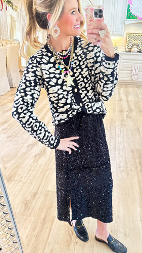 Black Printed Cardigan