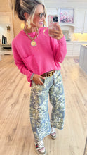 Pink Ribbed Long Sleeve Drop Shoulder Top