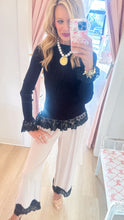 Beige Linen Blend Lace Trim Pants