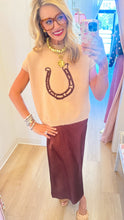 Taupe Mock Neck Horseshoe Sweater