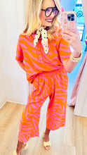 Orange and Pink Animal Print Wide Leg Pants