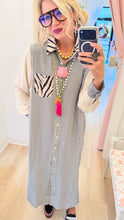 Black and Ivory Stripe Zebra Print Maxi Dress