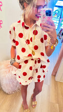 RESTOCK Red and Cream Polka Dot Ruffle Hem Short Set