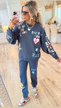 Charcoal Multi Patch Print Pant Set