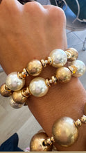 Pearl and Gold Beaded Bracelet Set of 2
