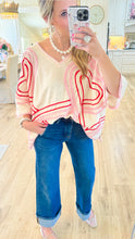 Cream and Pink Heart Oversized Top
