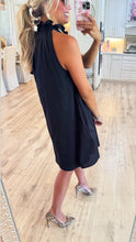 Black Ruffle Neck Bow Dress