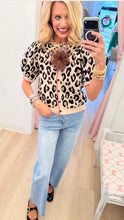 Taupe Leopard Puff Sleeve Cardigan